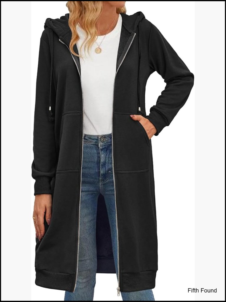 Oversized Fleece Zip Hoodie Long Tunic Sweatshirt Women's Fall Winter Casual